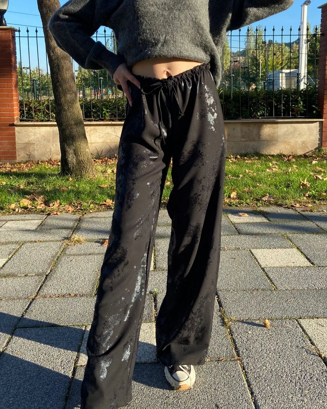 ZR Model Glitter Foil Printed Trousers